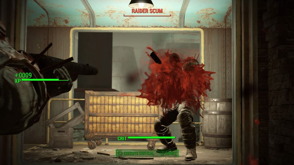 Fallout 4 (PlayStation 4) screenshot: Close quarter combat beckons for a shotgun