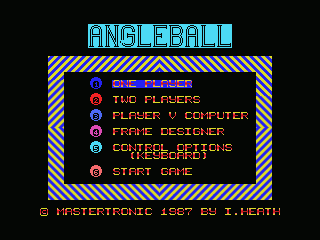Angle Ball (MSX) screenshot: Title and options screen