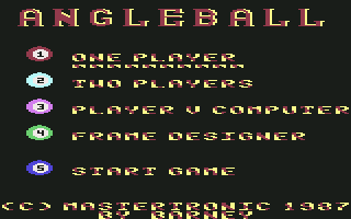 Angle Ball (Commodore 64) screenshot: Title & Options