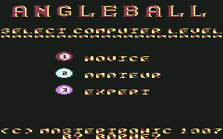 Angle Ball (Commodore 64) screenshot: Computer Level Selection