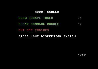 Apollo 18: Mission to the Moon (Commodore 64) screenshot: Realistic abort screens are also included
