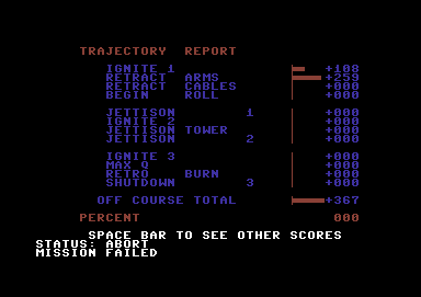 Apollo 18: Mission to the Moon (Commodore 64) screenshot: How I failed