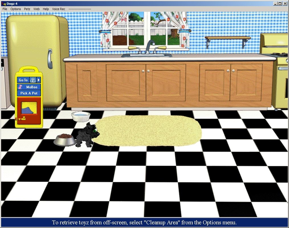 Dogz 4 (Windows) screenshot: The kitchen - this is where the dog gets fed
