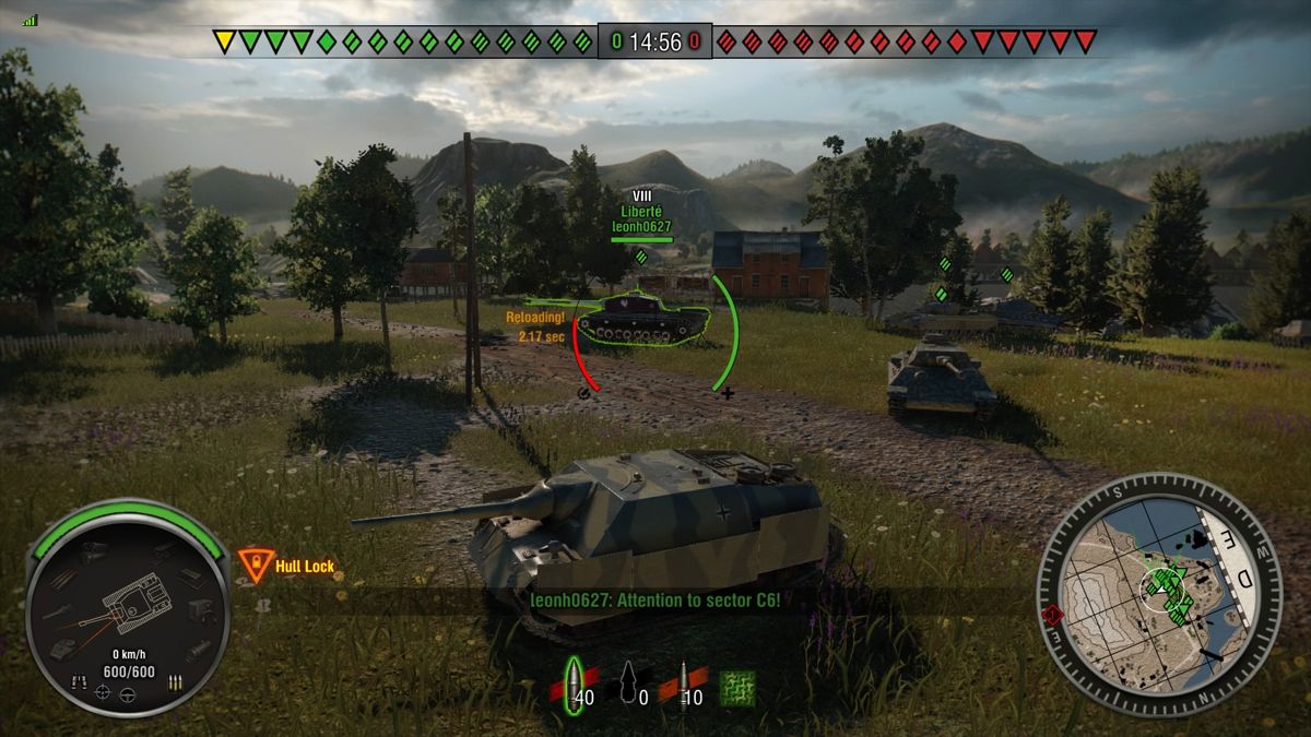 World of Tanks: Liberté (PlayStation 4) screenshot: Side view of an allied Liberte tank at the beginning of a match