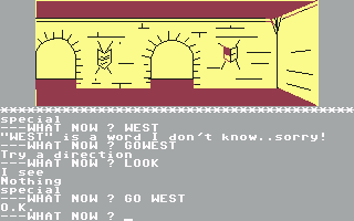 Arrow of Death: Part I (Commodore 64) screenshot: In a hallway