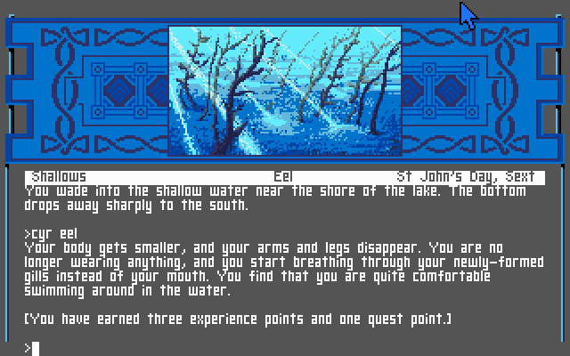 Arthur: The Quest for Excalibur (DOS) screenshot: We turn into an eel and explore the depths of the sea.