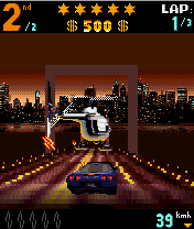 Asphalt: Urban GT (J2ME) screenshot: Chased by a police helicopter. These try to lift your car using cables.