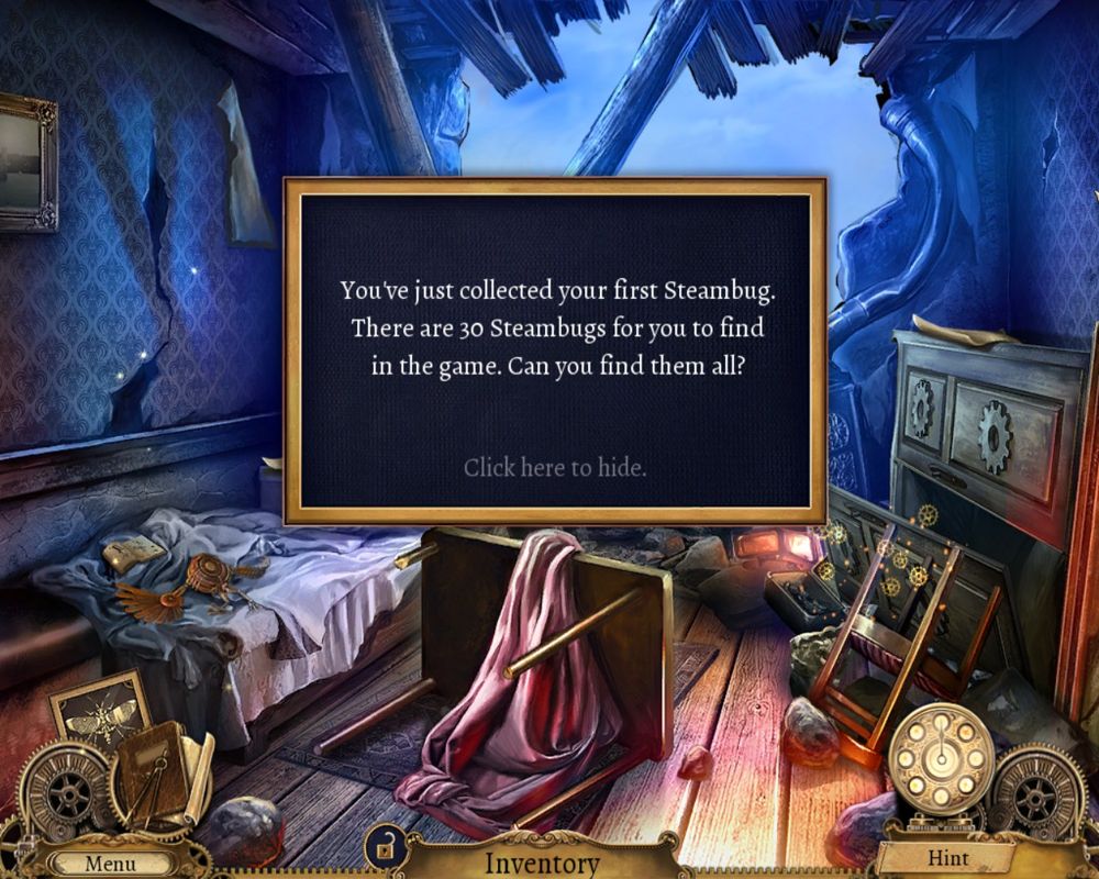 Clockwork Tales: Of Glass and Ink (Collector's Edition) (Linux) screenshot: I've collected my first Steambug