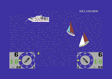 The Official America's Cup Sailing Simulation (Commodore 64) screenshot: Heading on their own paths