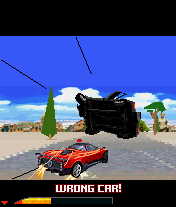 Asphalt 3: Street Rules (J2ME) screenshot: During wipeout sequences, the game slows down, similar to Burnout, but without aftertouch.