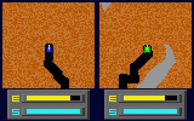 Tunneler (DOS) screenshot: Tunneling through the dirt... (MCGA/VGA)