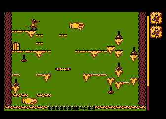 Mouse Trap (Atari 8-bit) screenshot: Level 3 - better move fast or the glove will catch you!