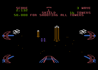 Star Wars (Atari 5200) screenshot: Shoot all of the towers for bonus points
