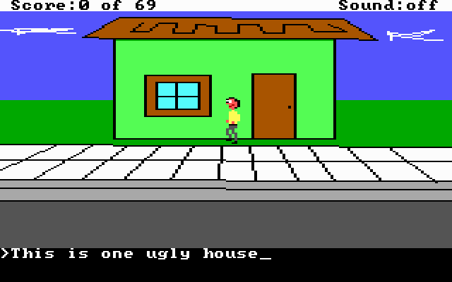 Fuck Quest (DOS) screenshot: Give a whole new meaning to the term 'Green House'.