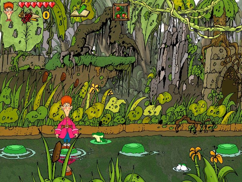 Ostrov Sokrovishch (Windows) screenshot: Jumping in the swamp