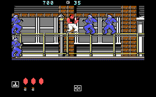 Bad Dudes (DOS) screenshot: Incoming ninjas! (EGA)