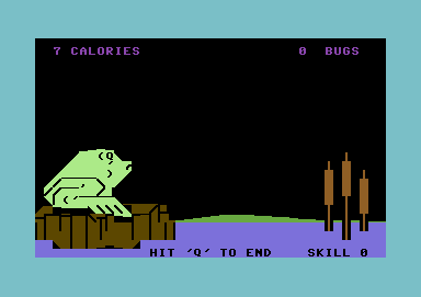 Frog! (Commodore 64) screenshot: About to run out of calories
