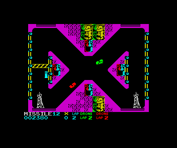 Badlands (ZX Spectrum) screenshot: About to complete another lap