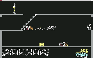 Aztec (Commodore 64) screenshot: Remains floating in mid-air? Proof that this place is creepy