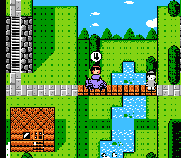 Bakushō!! Jinsei Gekijō 3 (NES) screenshot: Crossing a bridge