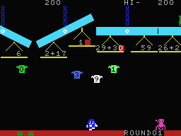 Balance (MSX) screenshot: Catch the number that solves the equation.