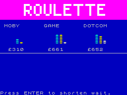 Casino Royal (ZX Spectrum) screenshot: Roulette: not everyone is doing as well
