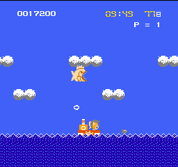 Nagagutsu o Haita Neko: Sekai Isshū 80 Nichi Daibōken (NES) screenshot: Stage 2: Atlantic Ocean