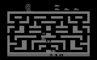 Bank Heist (Atari 2600) screenshot: The game in black and white mode