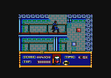 Batman (Amstrad CPC) screenshot: Climb ladders to reach the exit of the plant