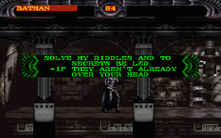 Batman Forever (DOS) screenshot: The Riddler taunts you.