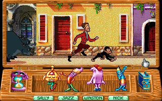Around the World in 80 Days (DOS) screenshot: Being chased by a bull!