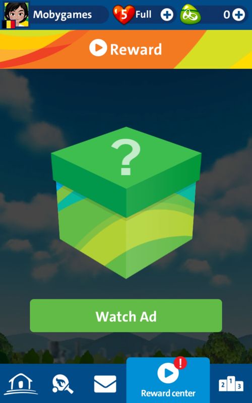 Rio 2016 Olympic Games (Android) screenshot: Watch an advertisement for a reward.