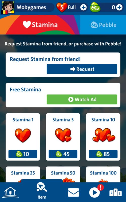 Rio 2016 Olympic Games (Android) screenshot: Options for restoring stamina.