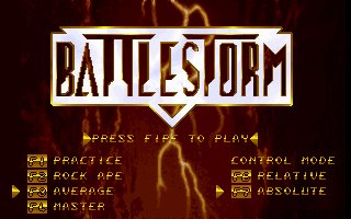 Battlestorm (DOS) screenshot: Menu. Choose your destiny (VGA)