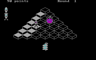 Bert and the Snake (DOS) screenshot: Hopping around the pyramid...