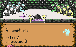 Betrayal (Commodore 64) screenshot: This room is where you can purchase a number of spies or assassins