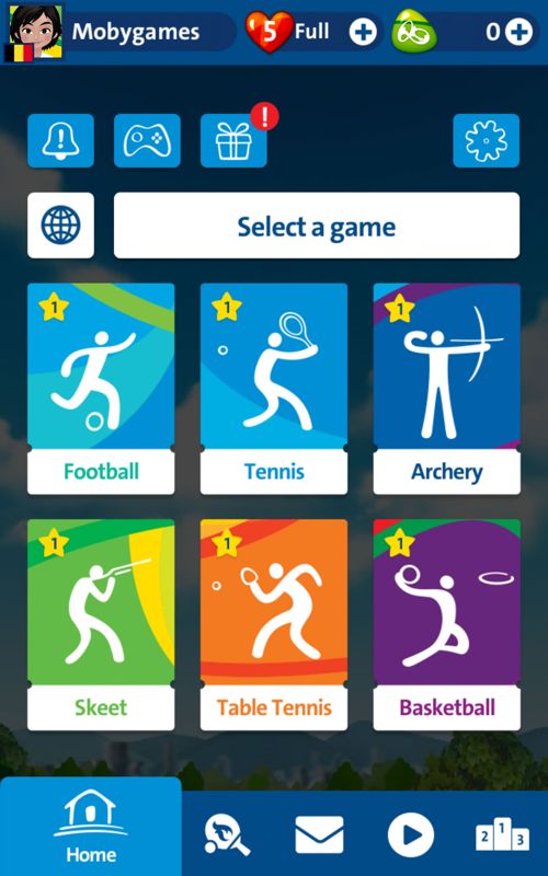 Rio 2016 Olympic Games (Android) screenshot: Main menu