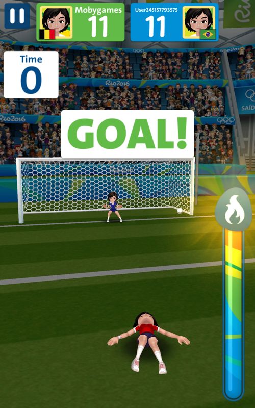 Rio 2016 Olympic Games (Android) screenshot: The defender is down because the special gauge is active.