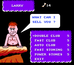 Big Nose the Caveman (NES) screenshot: Weapon shop