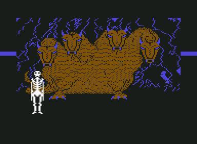 Beyond the Forbidden Forest (Commodore 64) screenshot: Oops! Don't Get burnt to a crisp!