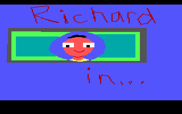 Fuck Quest (DOS) screenshot: Our 'charming' hero Richard (who also happens to be the first name of guy who made the game...)