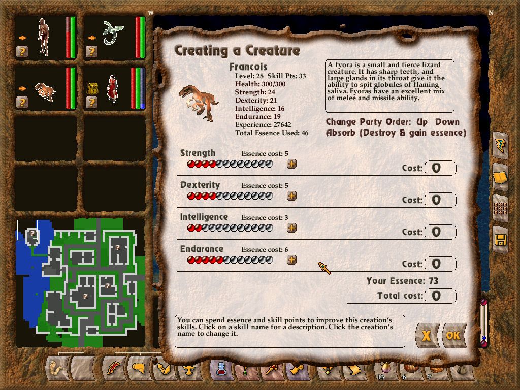 Geneforge 4: Rebellion (Windows) screenshot: Primitive, but battle-hardened creatures are often almost as effective as advanced designs.
