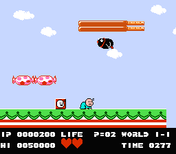 Bio Miracle Bokutte Upa (NES) screenshot: The inflated enemy is about to explode
