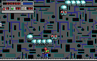 Bio Menace (DOS) screenshot: The "Killer-Pillers" are on the attack!
