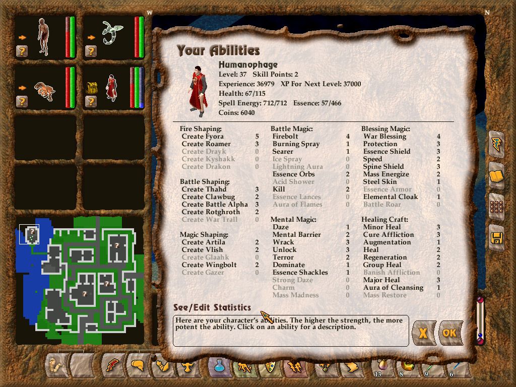 Geneforge 4: Rebellion (Windows) screenshot: Many spells and creations remain useful throughout the whole game.