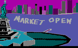 Black Monday (DOS) screenshot: And the stock market opens for the day!