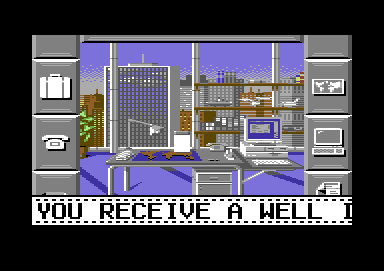 Black Gold (Commodore 64) screenshot: Receiving an oil well for compensation.