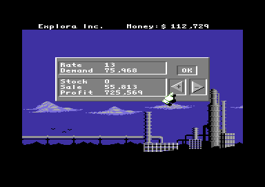 Black Gold (Commodore 64) screenshot: Selling oil