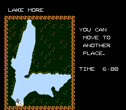 The Black Bass (NES) screenshot: Third round is Lake More.