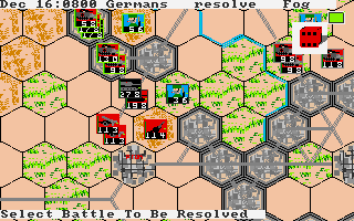 Blitzkrieg at the Ardennes (DOS) screenshot: Battles resolve via dice rolling
